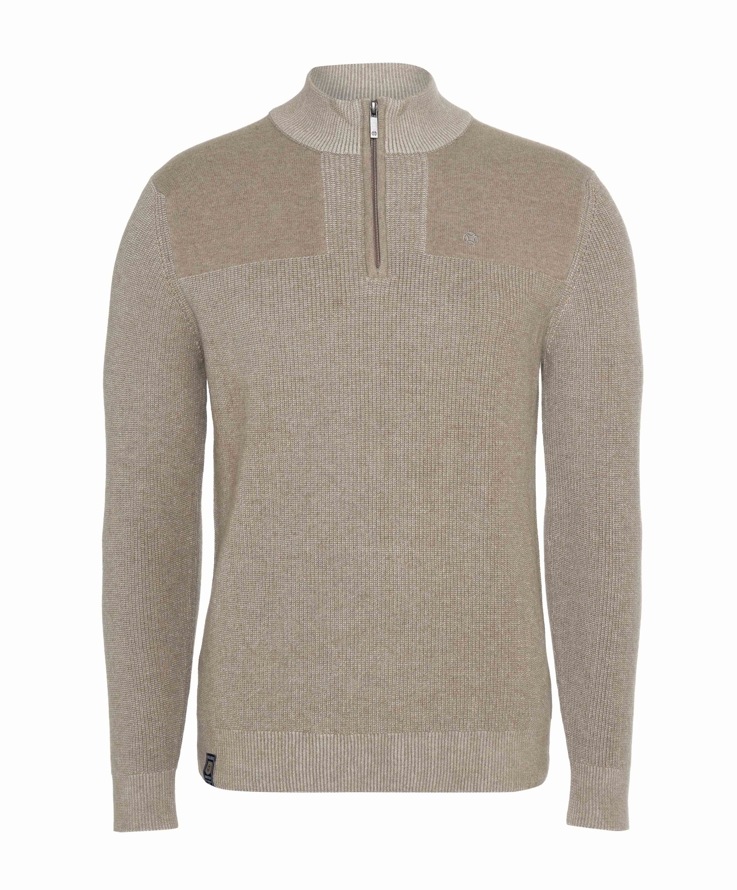 Heren trui met rits beige