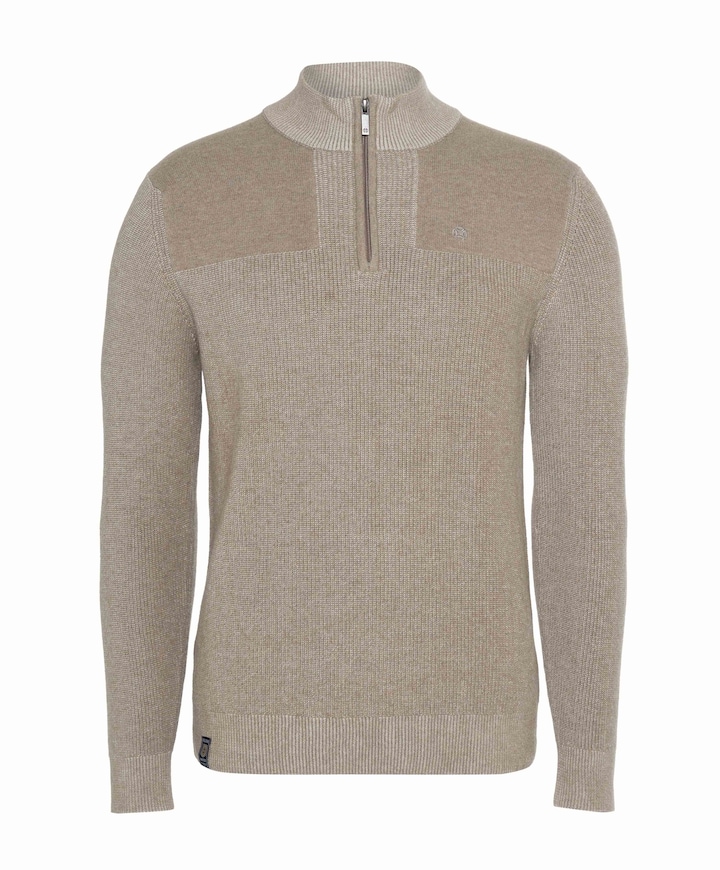 Heren trui met rits beige