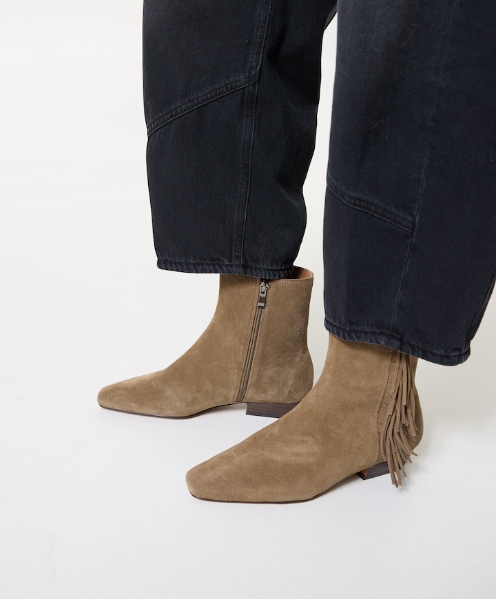 dames enkellaarzen beige