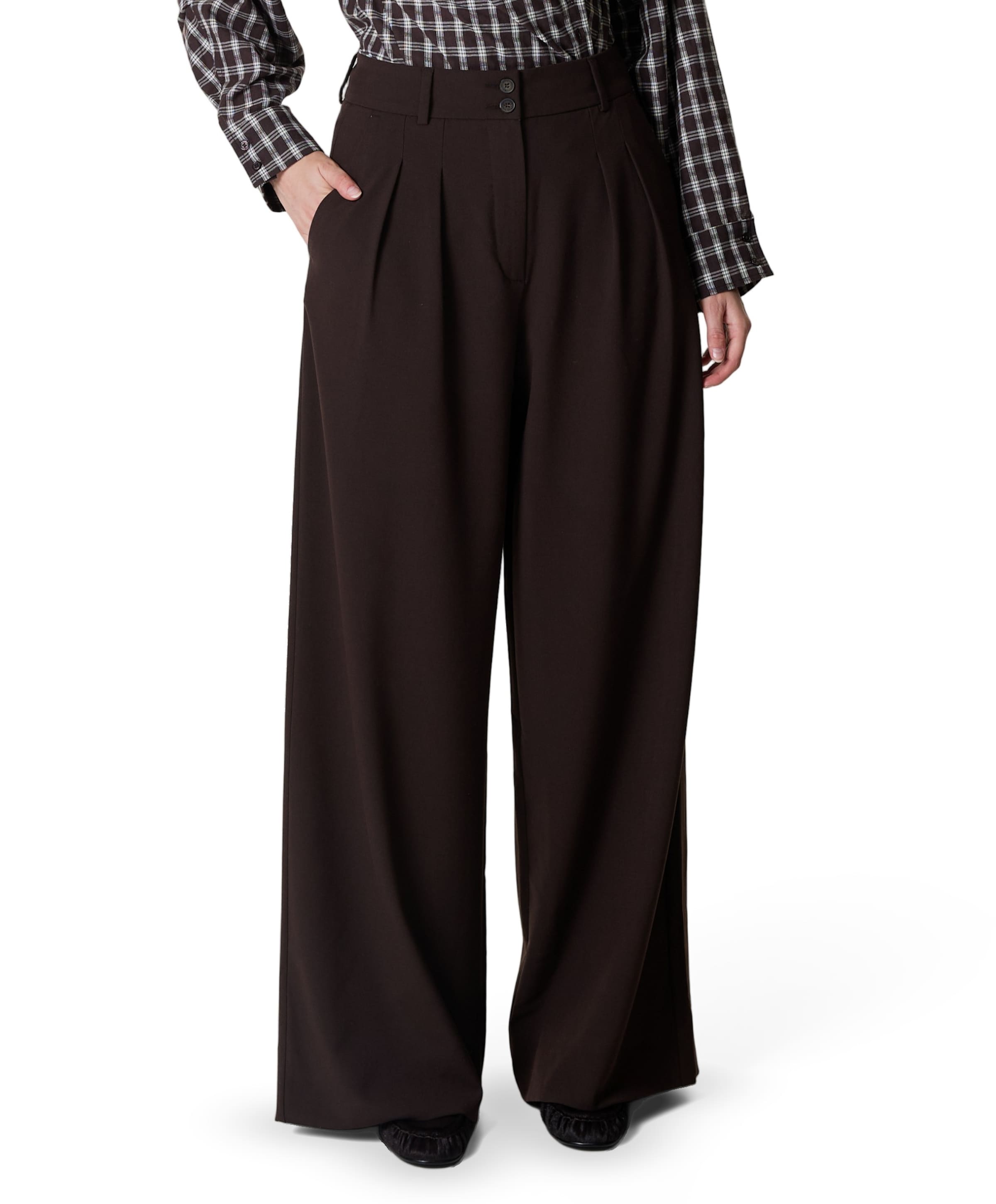 KARENFV 285 DARK BROWN MELANGE dames broek bruin
