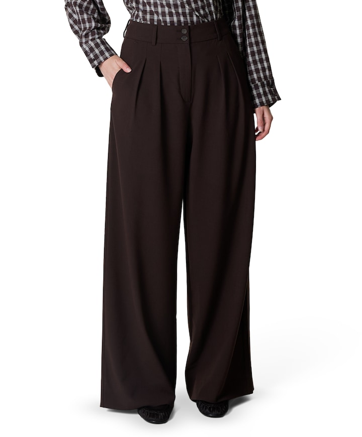 KARENFV 285 DARK BROWN MELANGE dames broek bruin