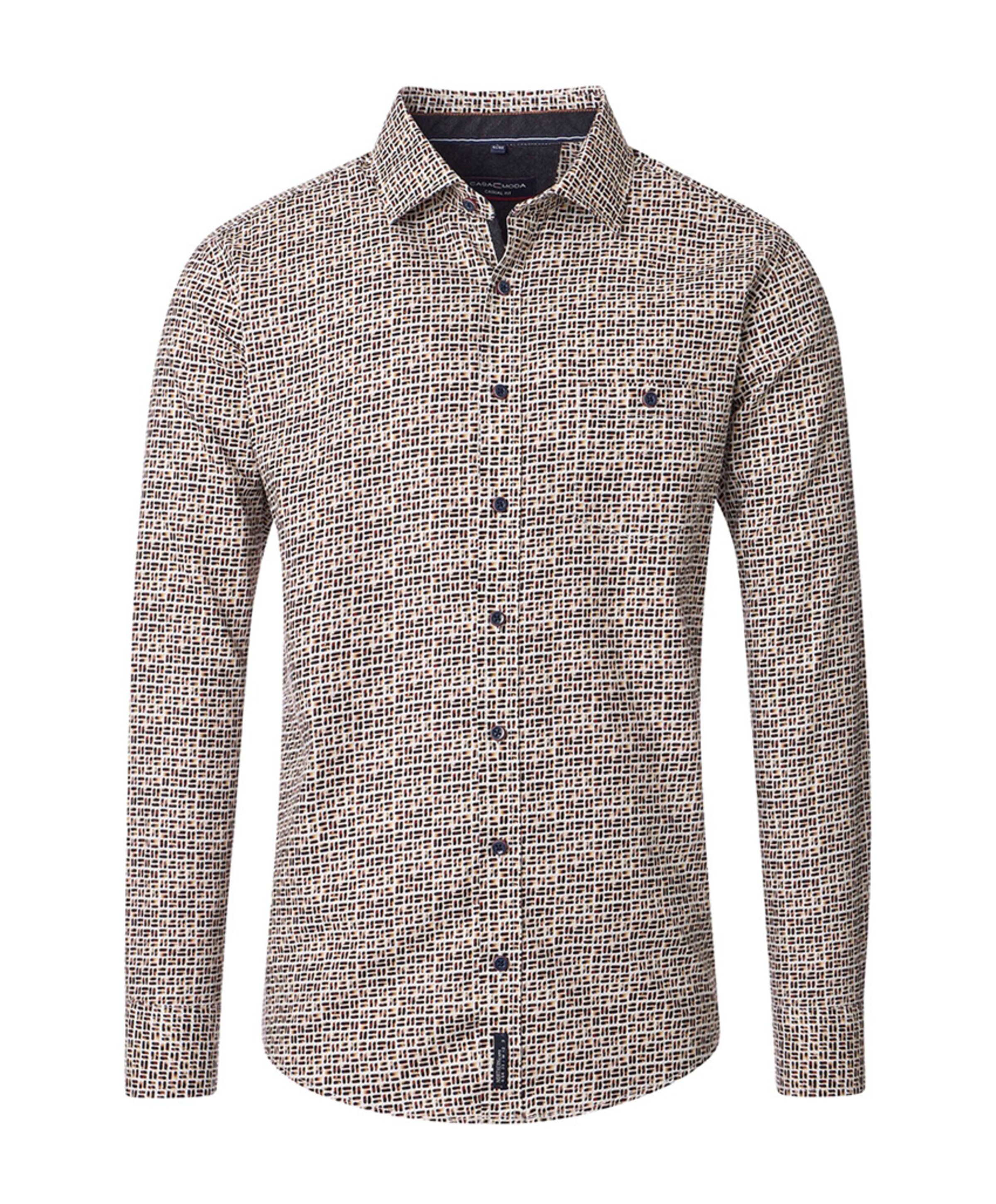 Heren overhemd lange mouw bruin