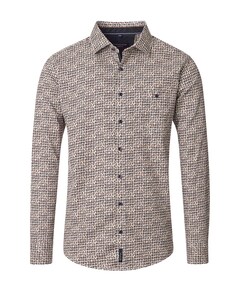 Heren overhemd lange mouw bruin