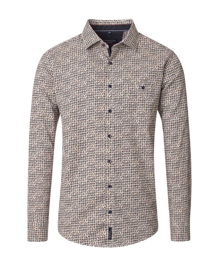 Heren overhemd lange mouw bruin