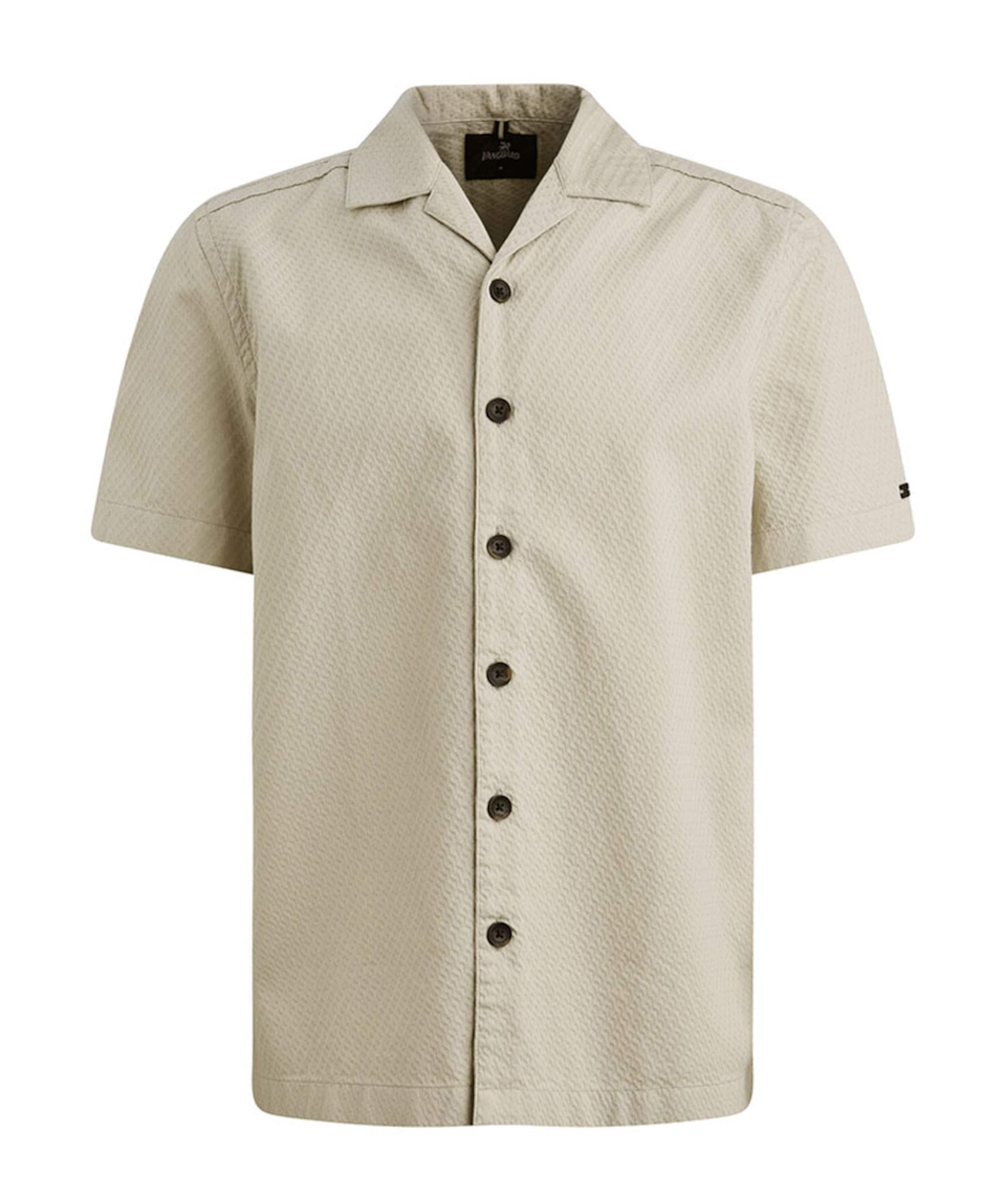 Heren overhemd korte mouw beige