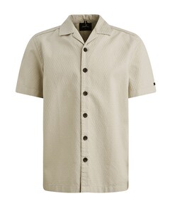 Heren overhemd korte mouw beige