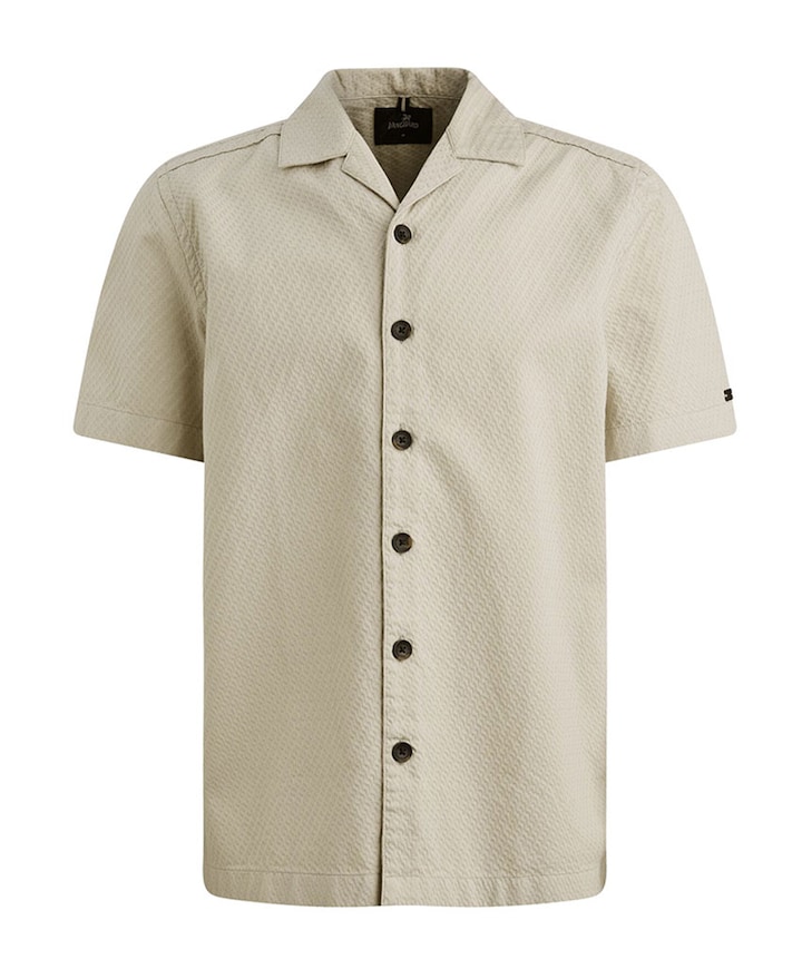 Heren overhemd korte mouw beige