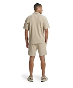 Heren overhemd korte mouw beige