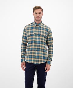 Heren overhemd lange mouw blauw