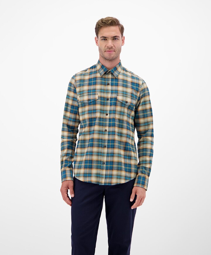 Heren overhemd lange mouw blauw