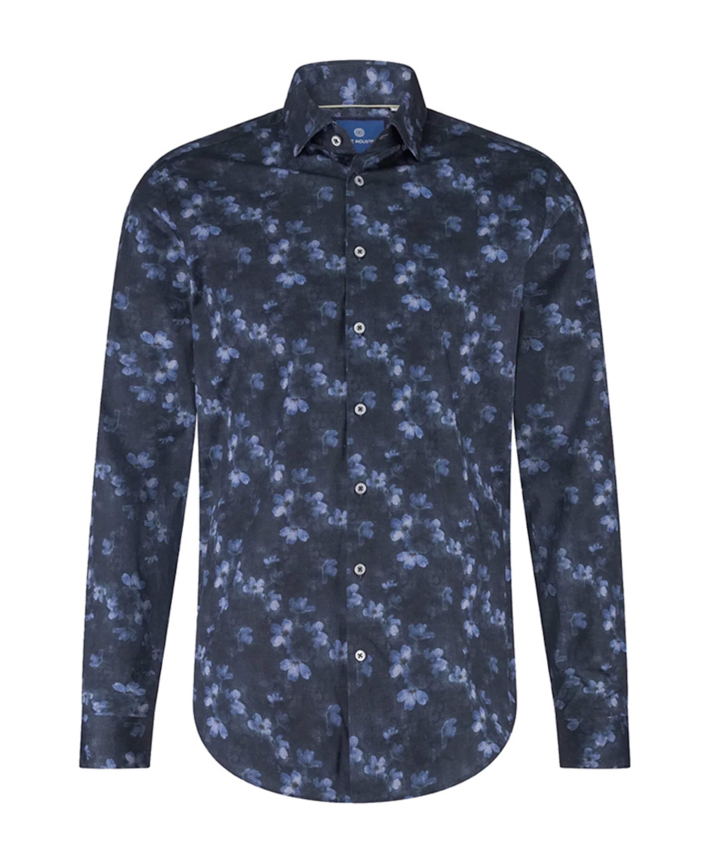 Heren overhemd lange mouw blauw