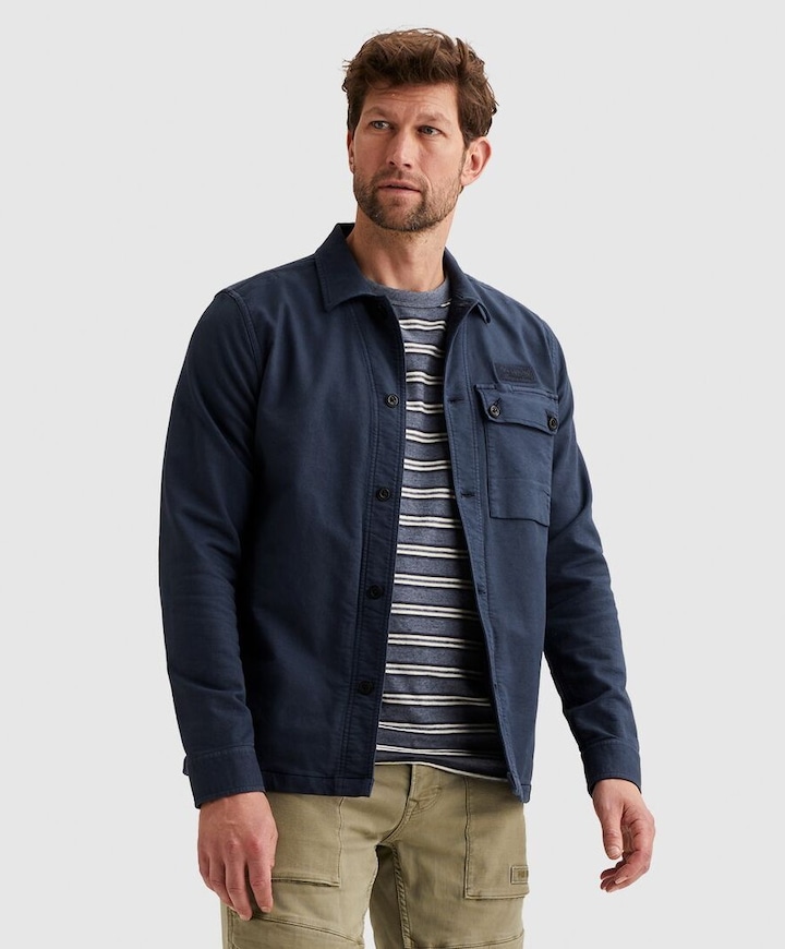 Heren overhemd lange mouw blauw