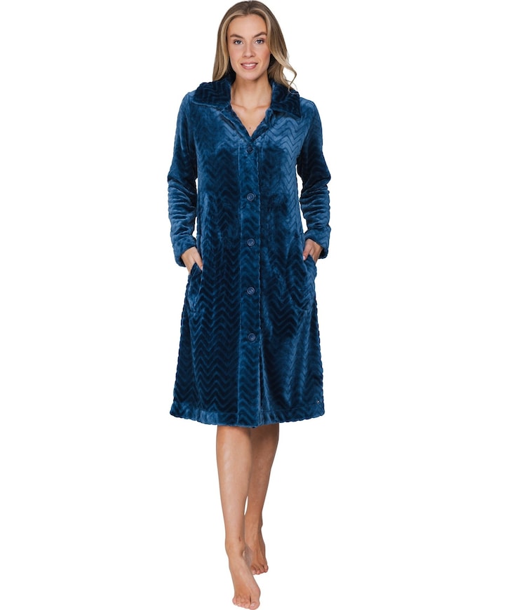 Dames ochtendjas blauw