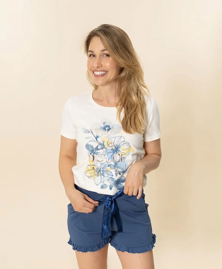 Dames pyjamatop ecru