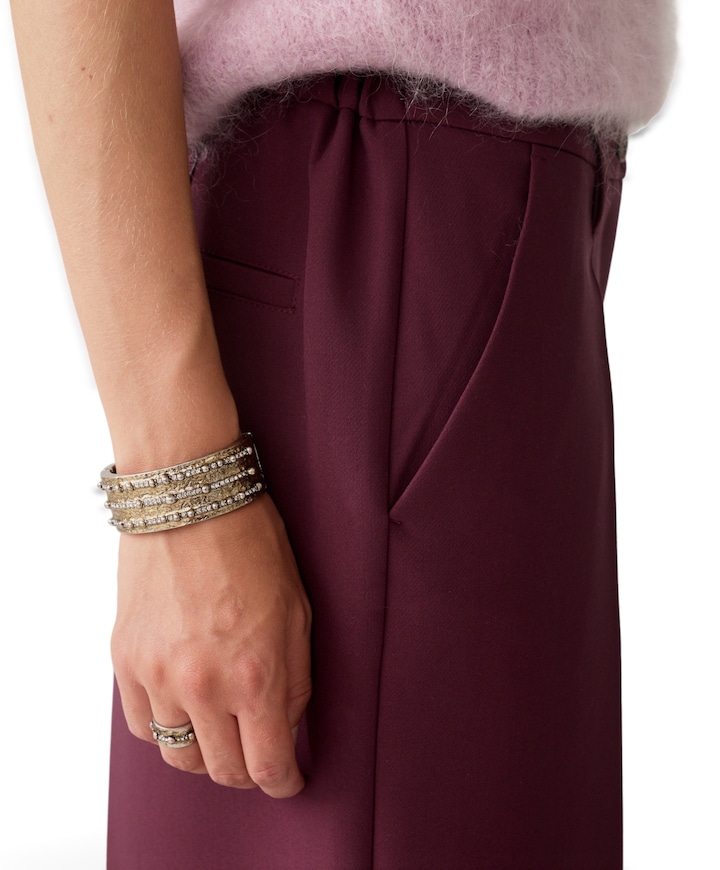 Trousers wide legs foam uni dames broek bordeaux