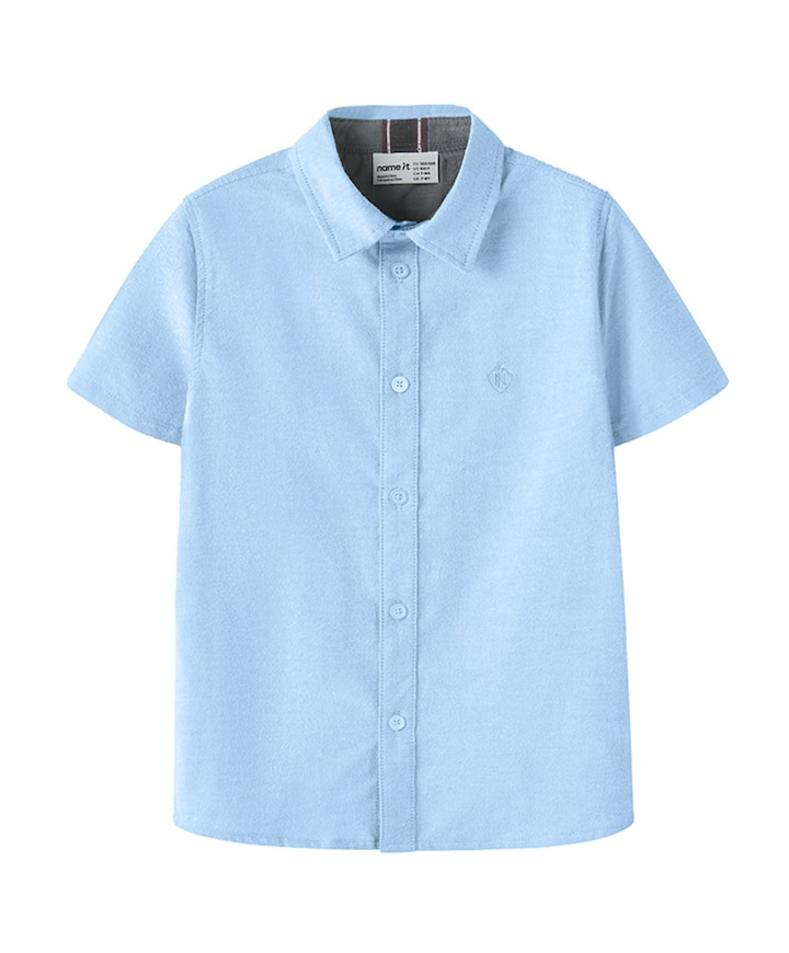 Jongens overhemd korte mouw blauw
