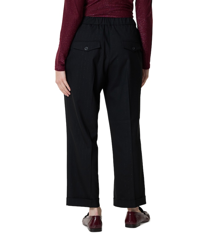 Tapered Pinstripe shiny broek zwart