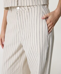 Wide leg striped dames jeans ecru