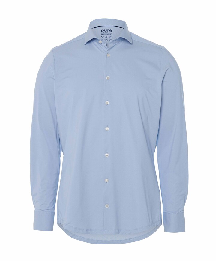 Heren overhemd lange mouw blauw