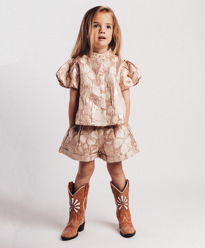 Meisjes blouse korte mouw ecru