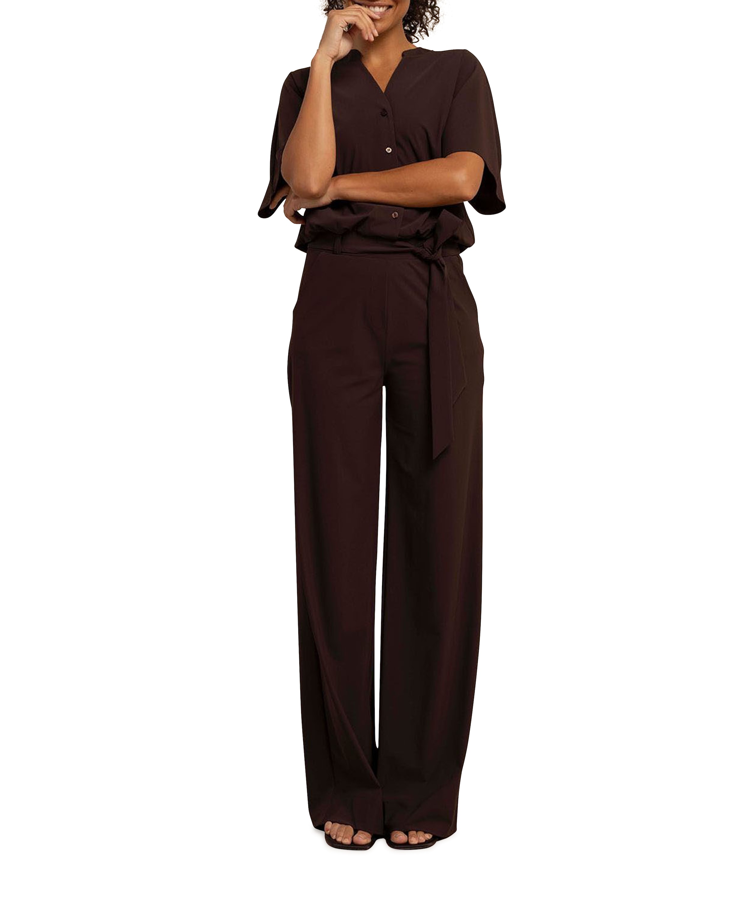 Maggie dames jumpsuit bruin