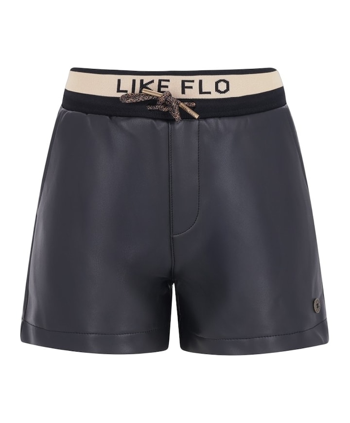 Faylinn faux leather meisjes korte broek zwart