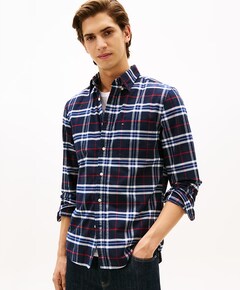 Heren overhemd lange mouw blauw