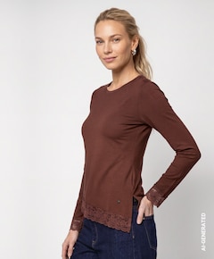 Dames longsleeve bruin