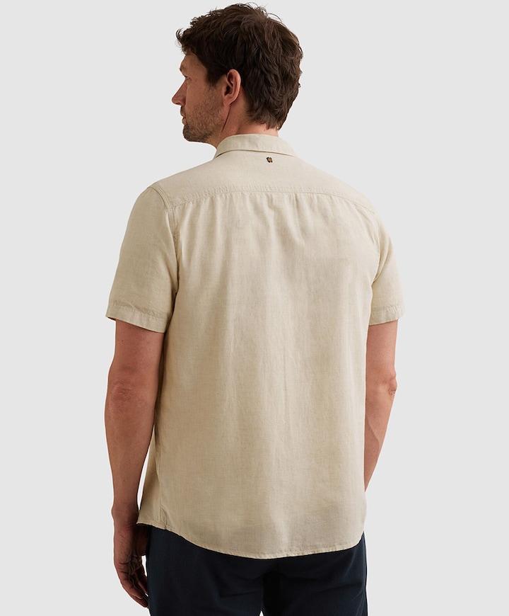 Heren overhemd korte mouw ecru