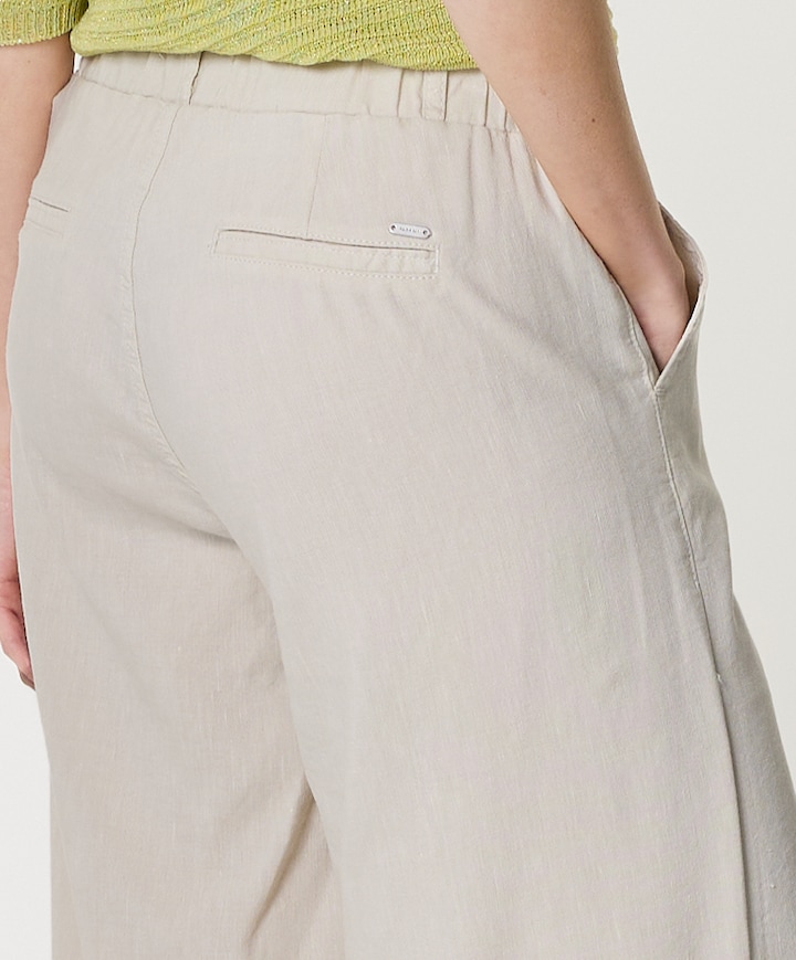 Lizzy - Flowy Linen - 637 - Light O dames broek beige