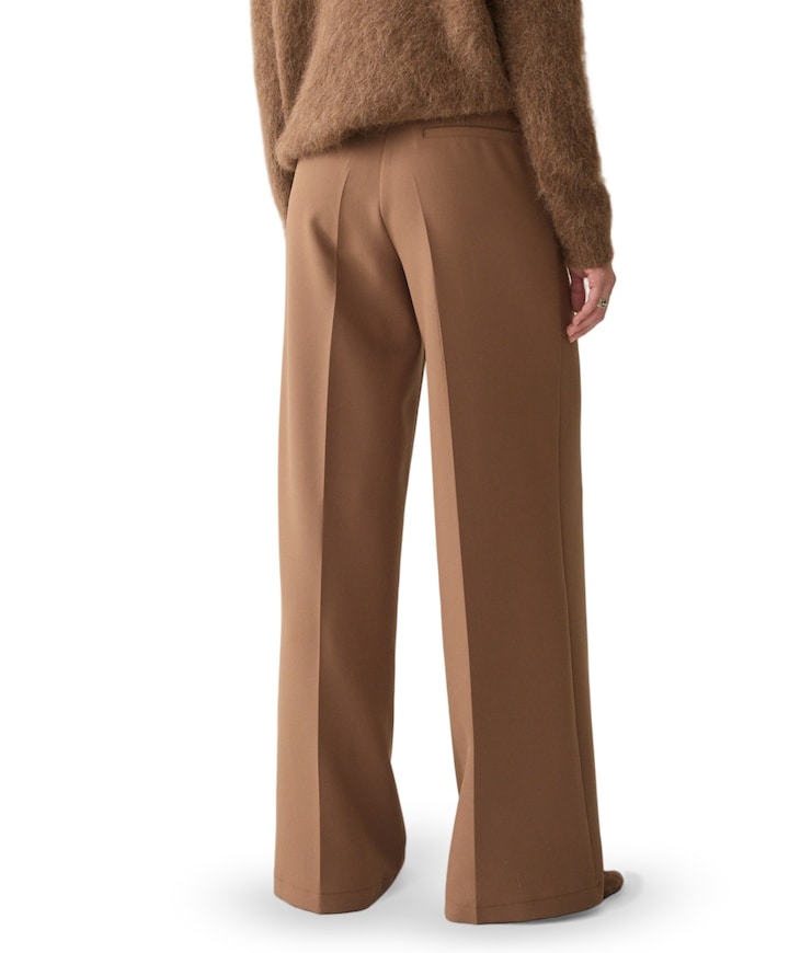 Trousers wide legs foam uni dames broek bruin