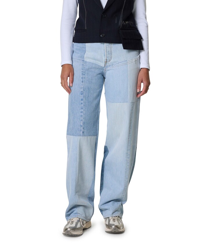 Straight Patchwork jeans blauw