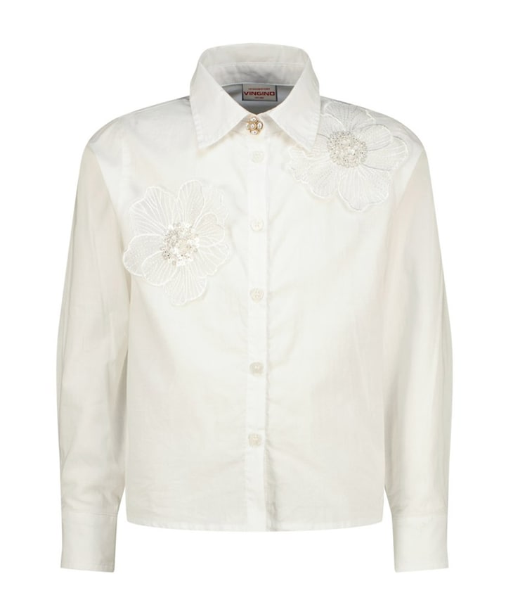 Meisjes blouse lange mouw wit