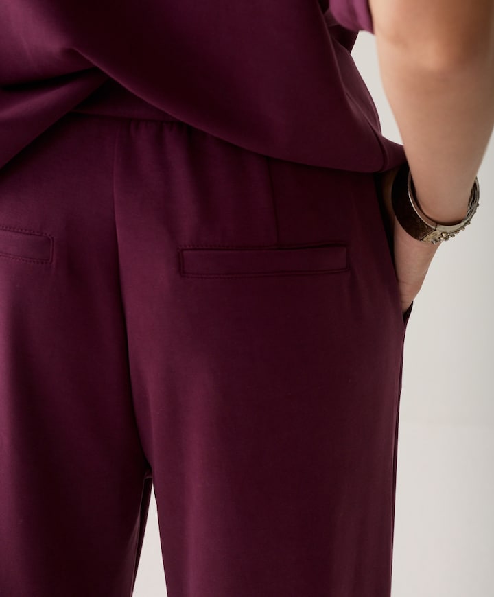 Wide leg Soft scuba dames broek bordeaux