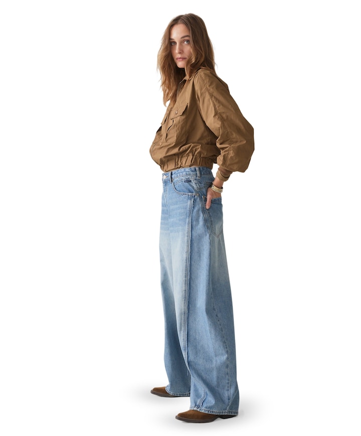 Barrel fit Vintage cotton twill dames jeans blauw