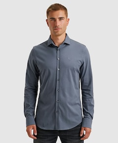 Heren overhemd lange mouw blauw