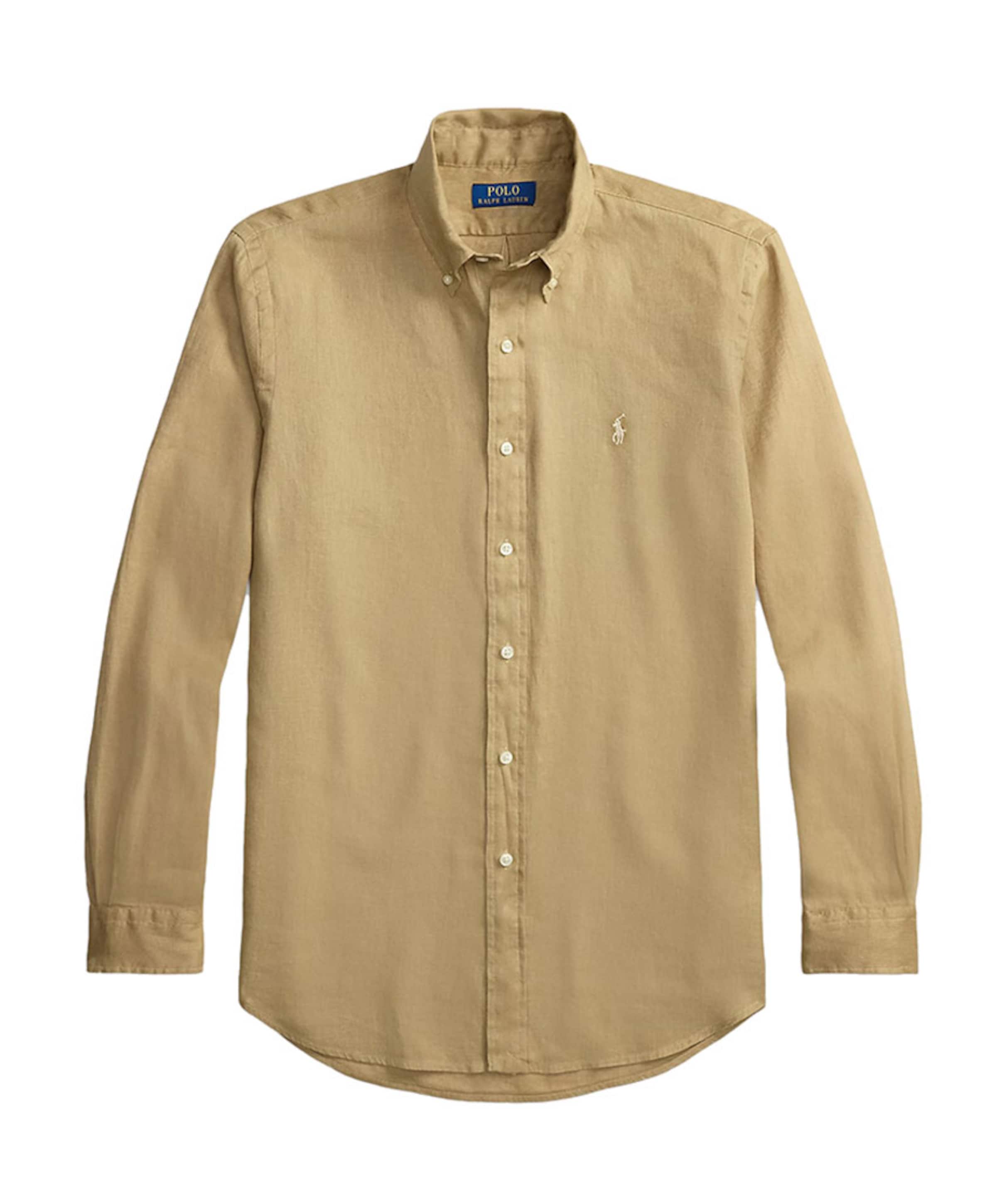 Heren overhemd lange mouw bruin