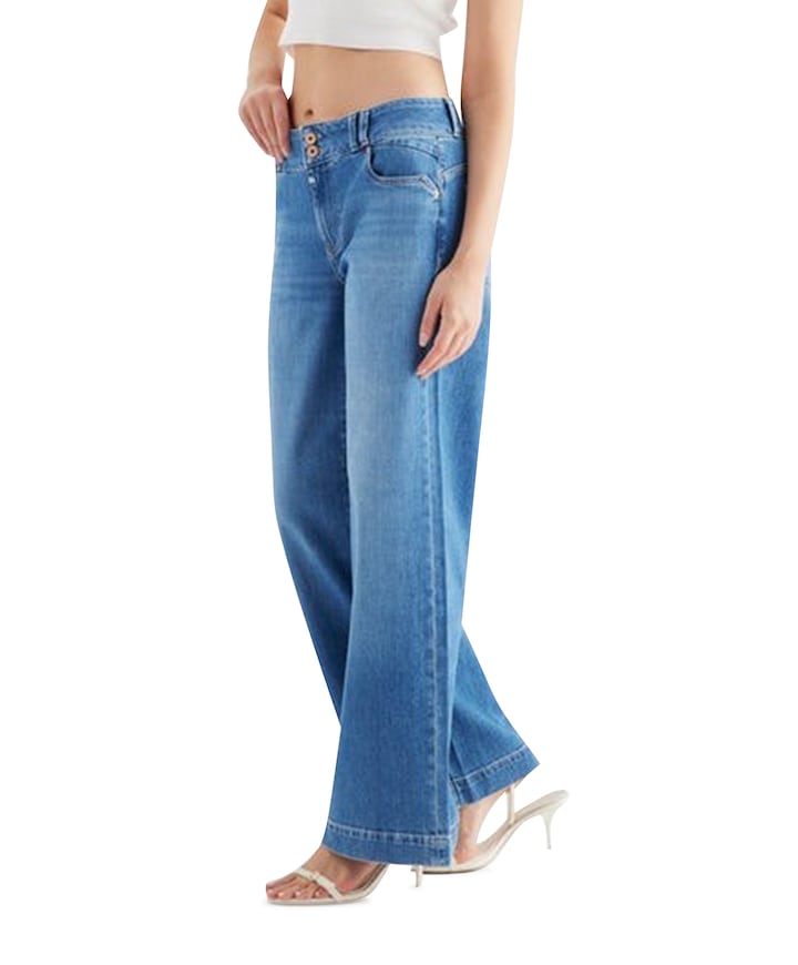 wide straight jeans dames jeans blauw