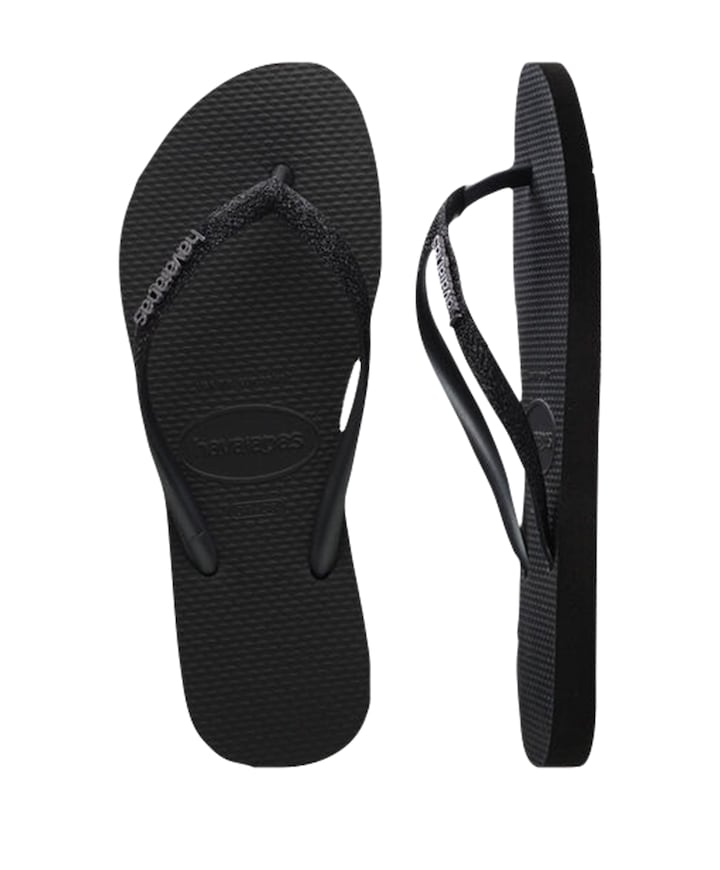 HAV. SLIM GLITTER II dames slippers zwart