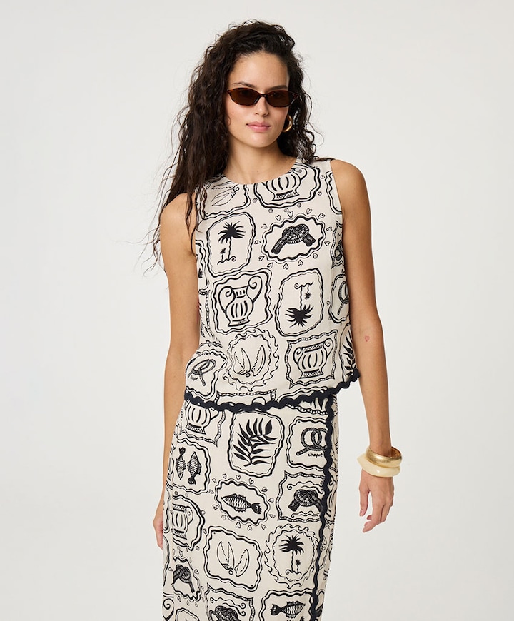 Dames top ecru