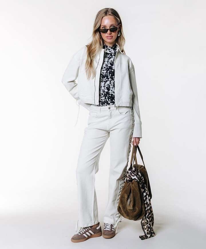 Jones Braided Straight Leg dames jeans beige