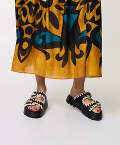 Eva one-piece slide two-buckle dames slippers zwart