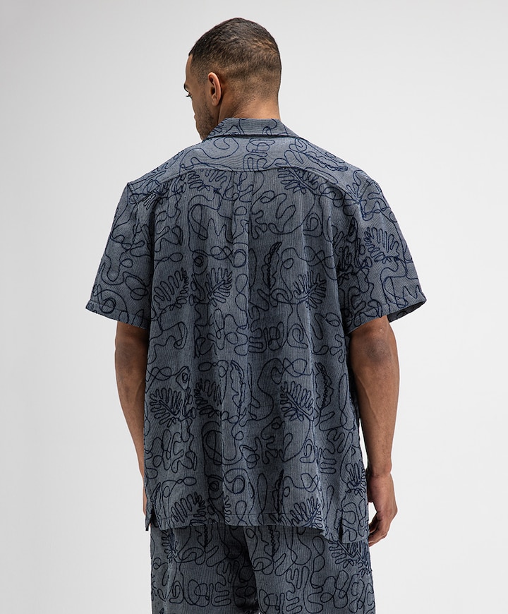 Heren overhemd korte mouw blauw