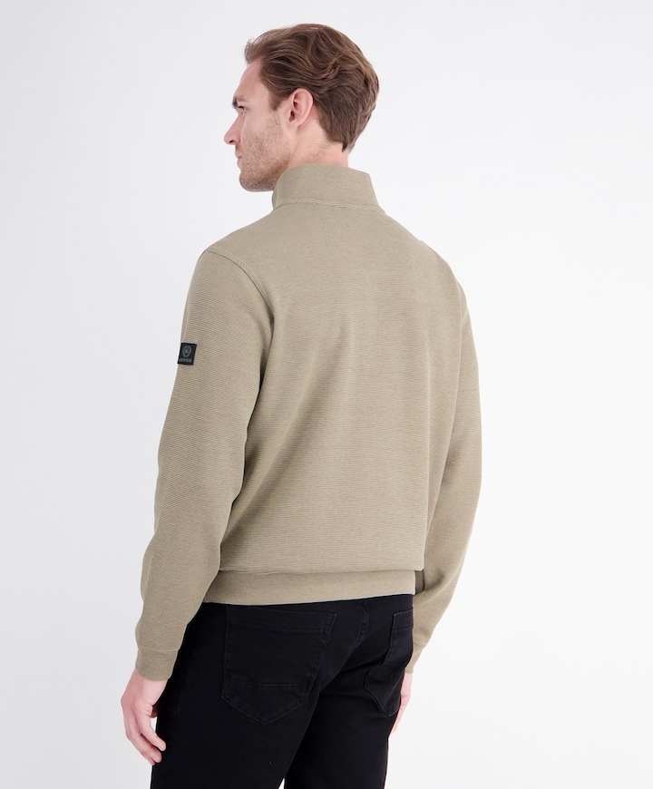 Heren trui met rits beige