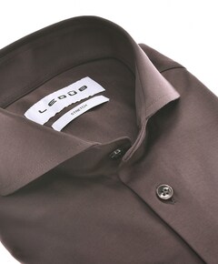 Heren overhemd extra lange mouw bruin