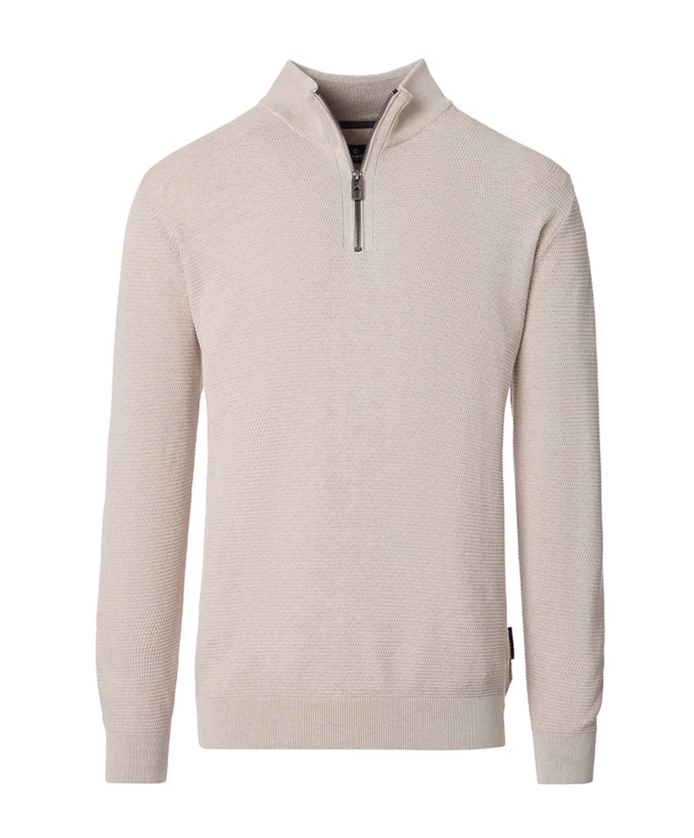 Heren trui met rits beige