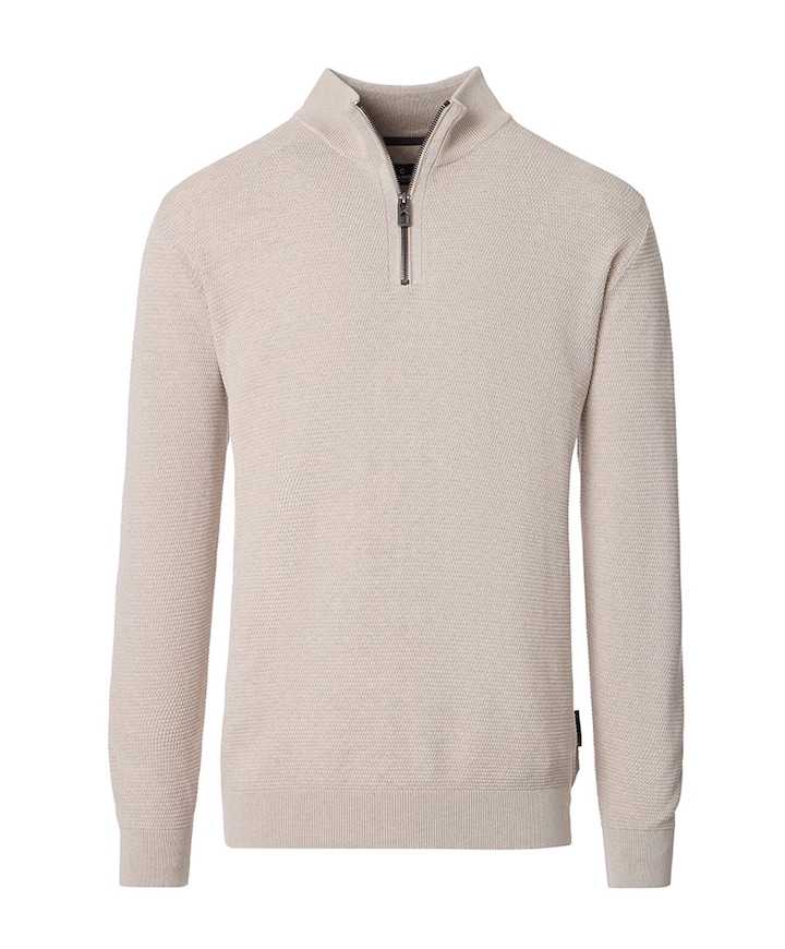 Heren trui met rits beige