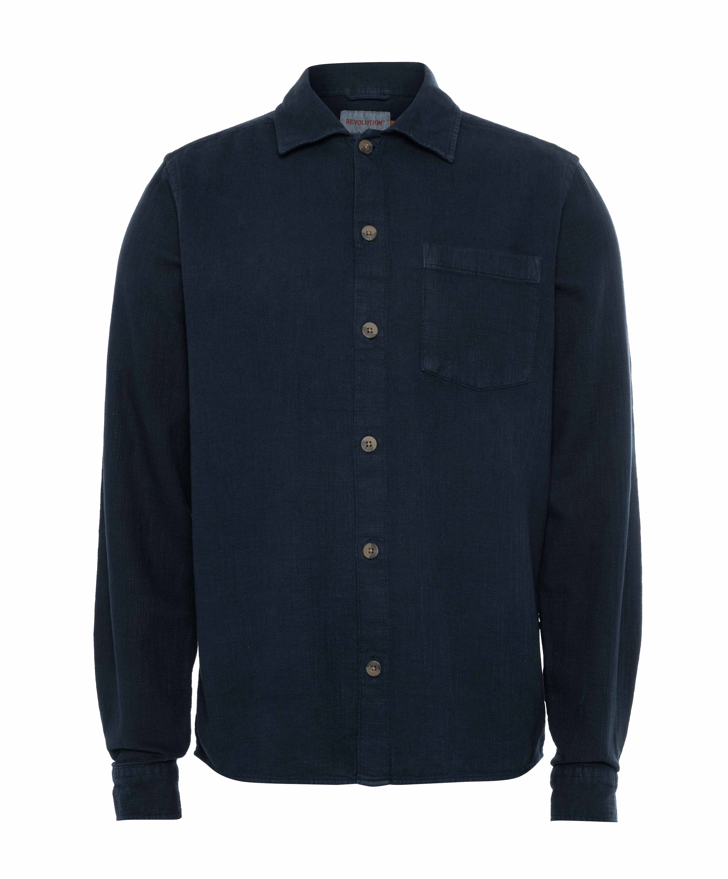 Heren overhemd lange mouw blauw