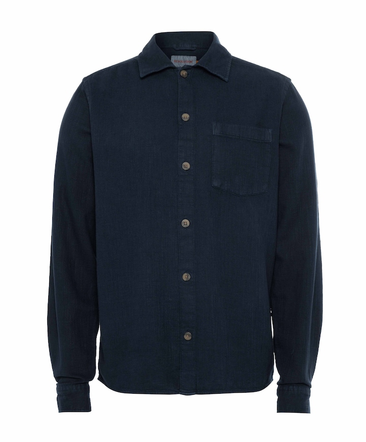 Heren overhemd lange mouw blauw