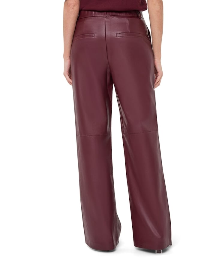 Wide PU dames broek bordeaux